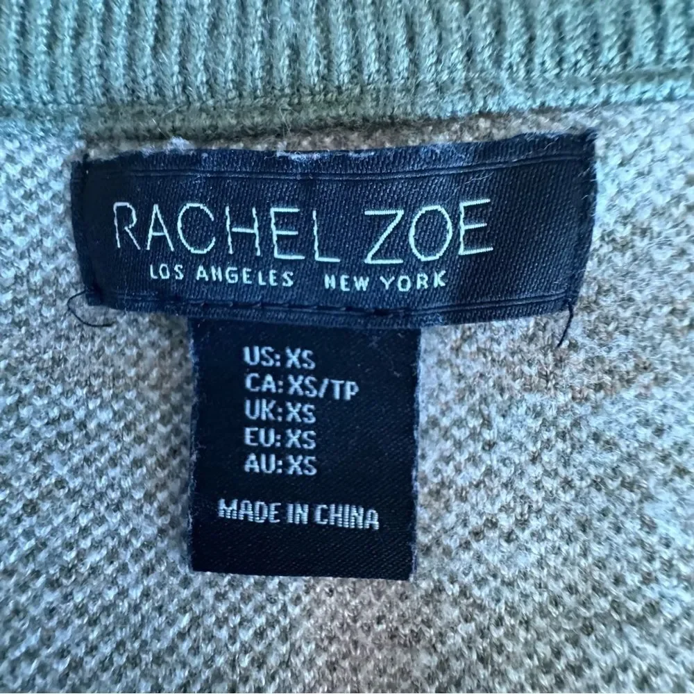 Rachel Zoe Plaid Sweater Brown Green White Cardigan Preppy Classic SZ XS